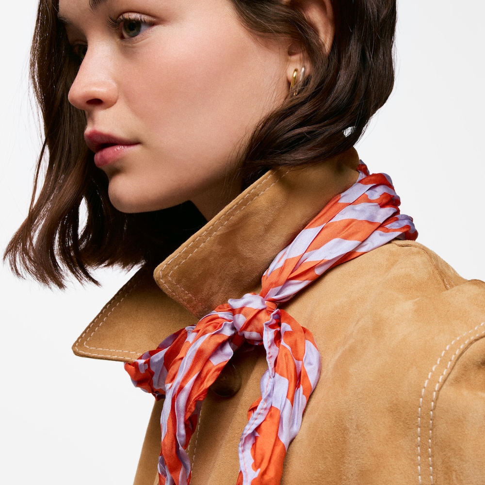 Schal aus Seide in Mauve und Orange TOUS Bear Stripes