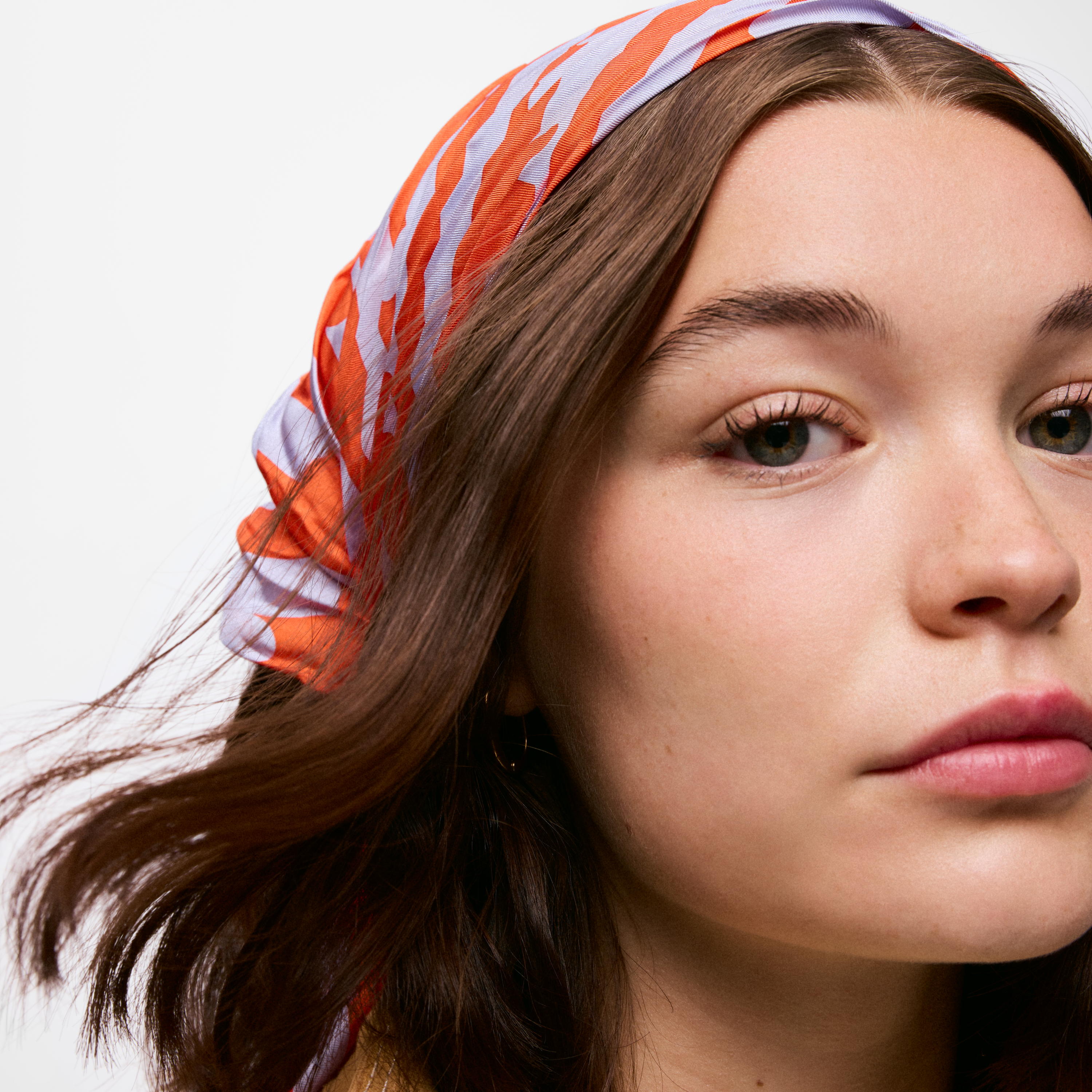 Mauve and orange silk Scarf TOUS Bear Stripes