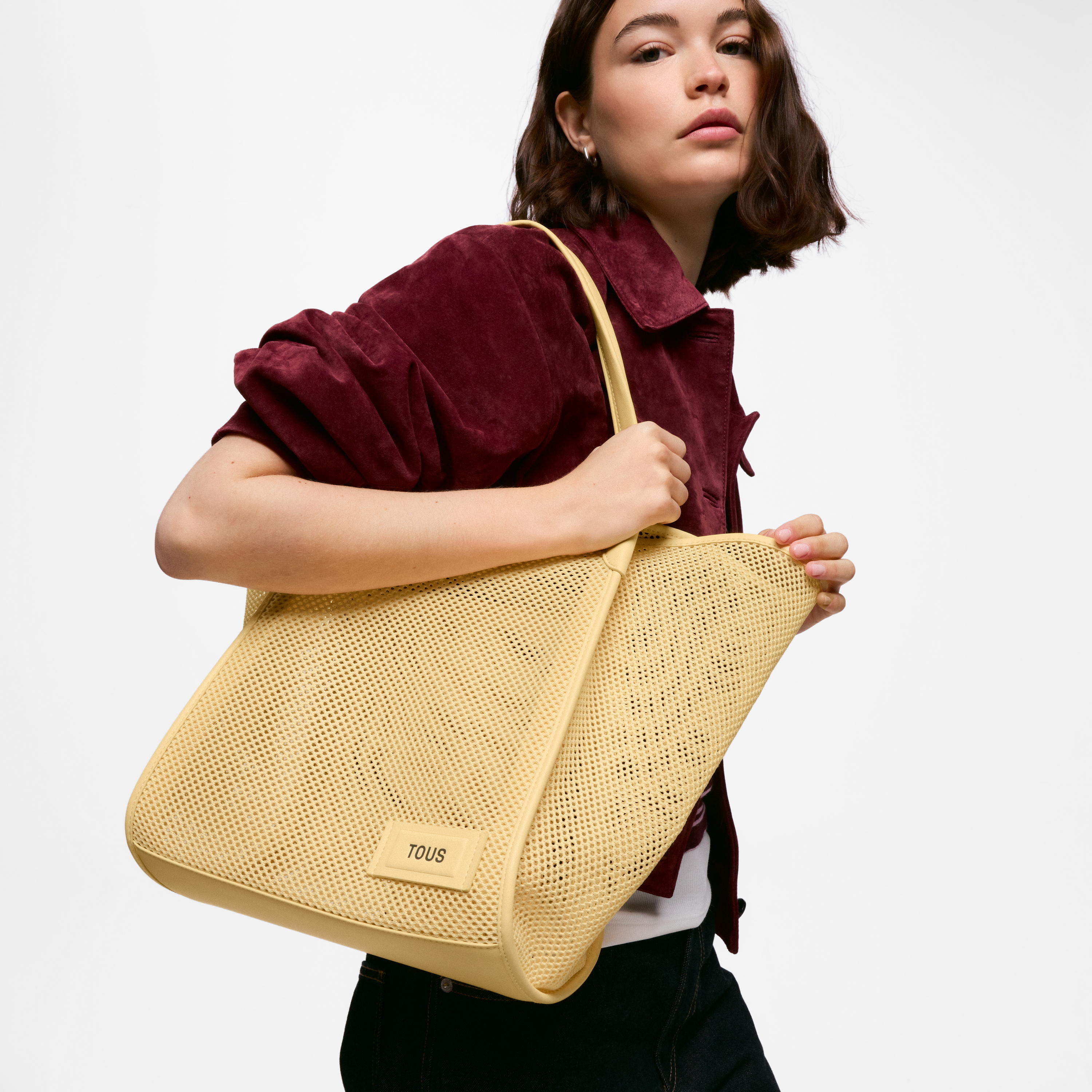 Large yellow Tote bag TOUS Tulip Mesh