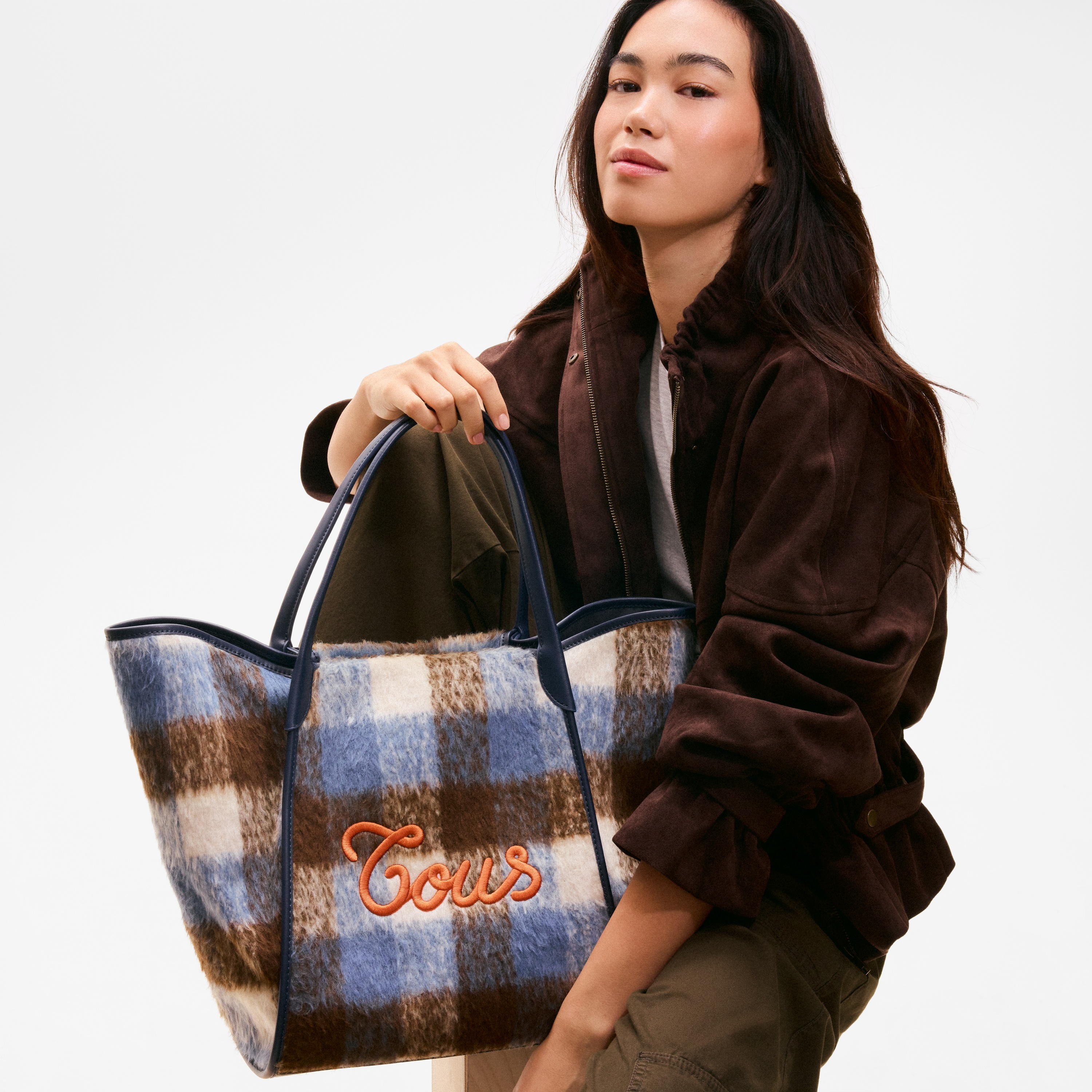 Large blue and orange Tote bag TOUS Tulip Wild