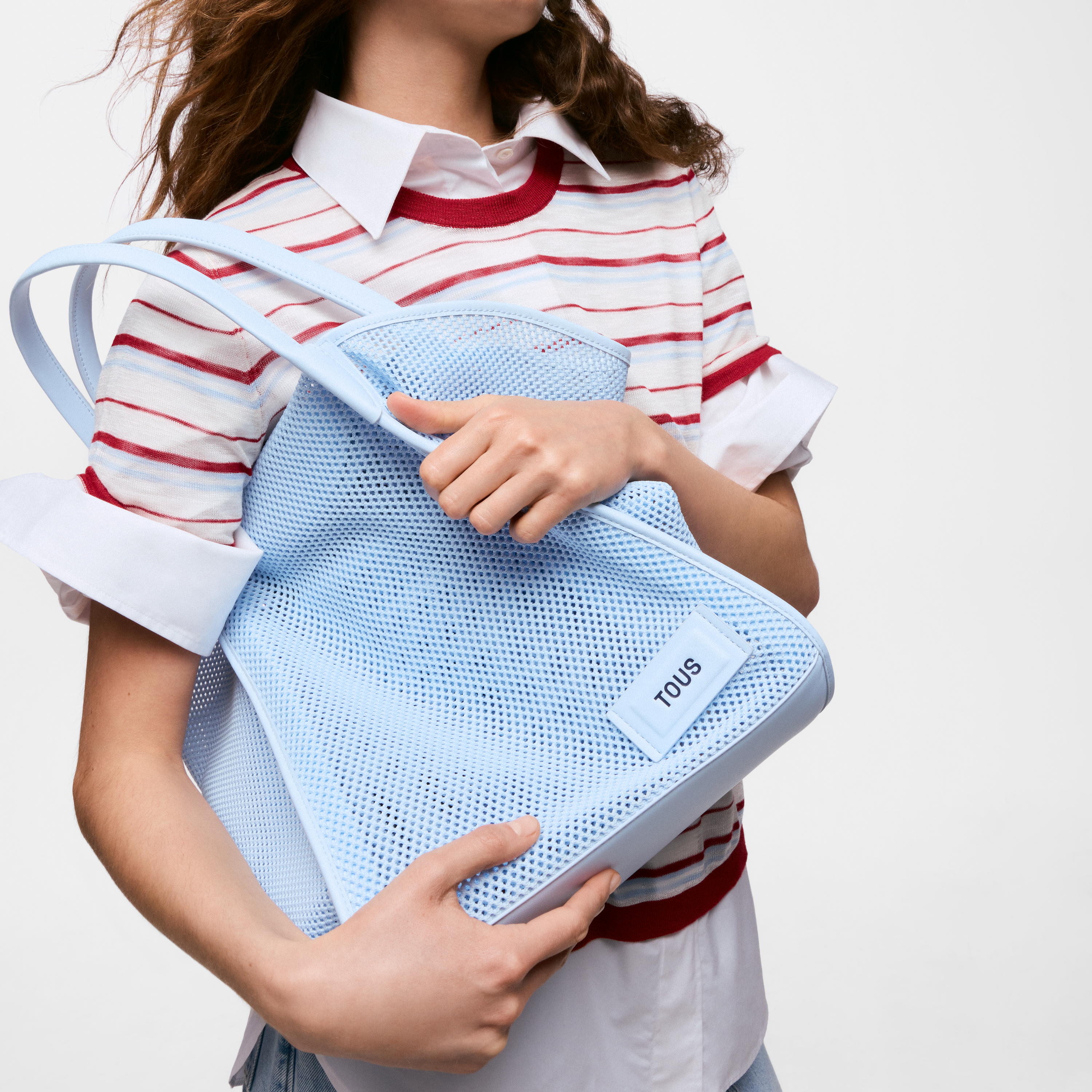 Large sky blue Tote bag TOUS Tulip Mesh