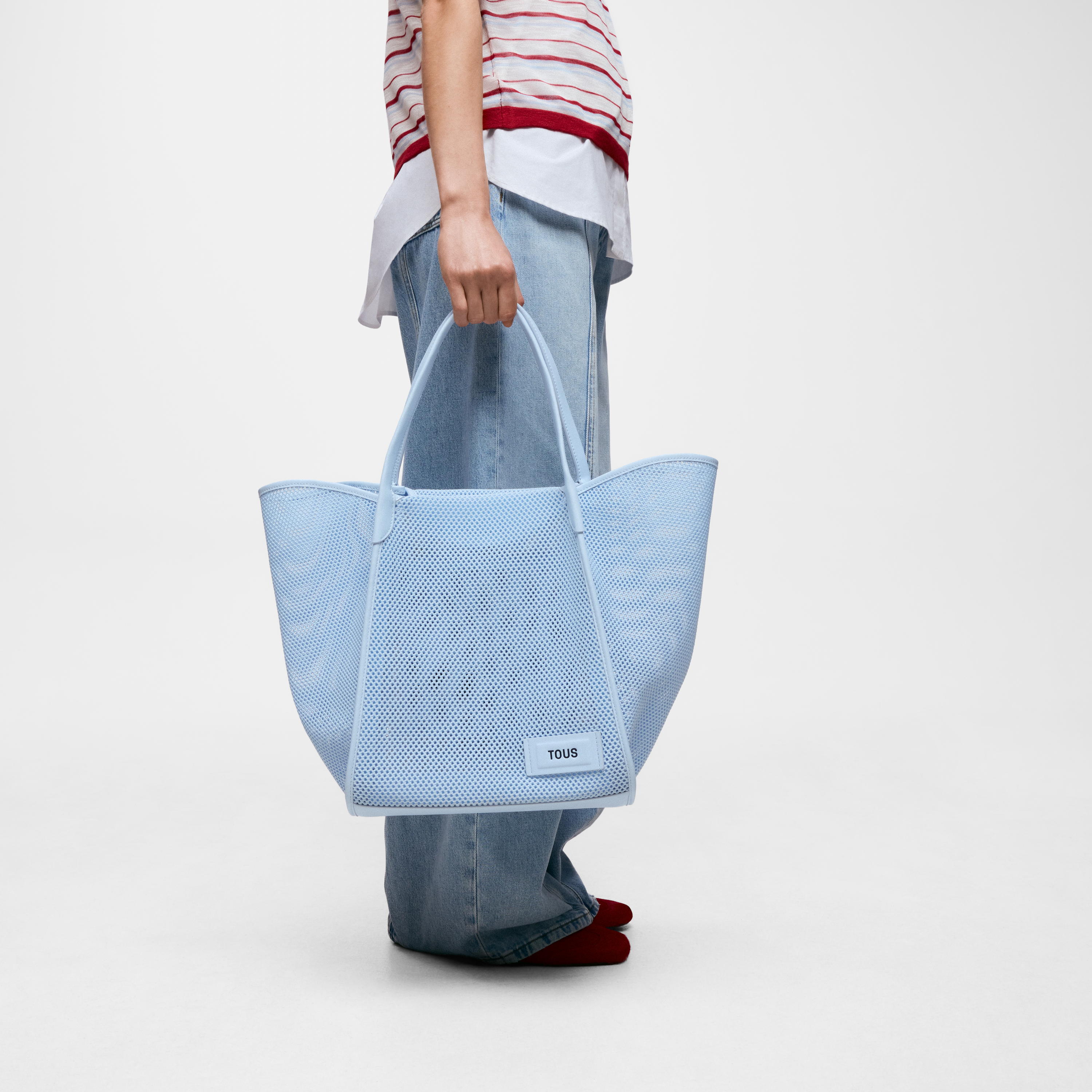 Large sky blue Tote bag TOUS Tulip Mesh