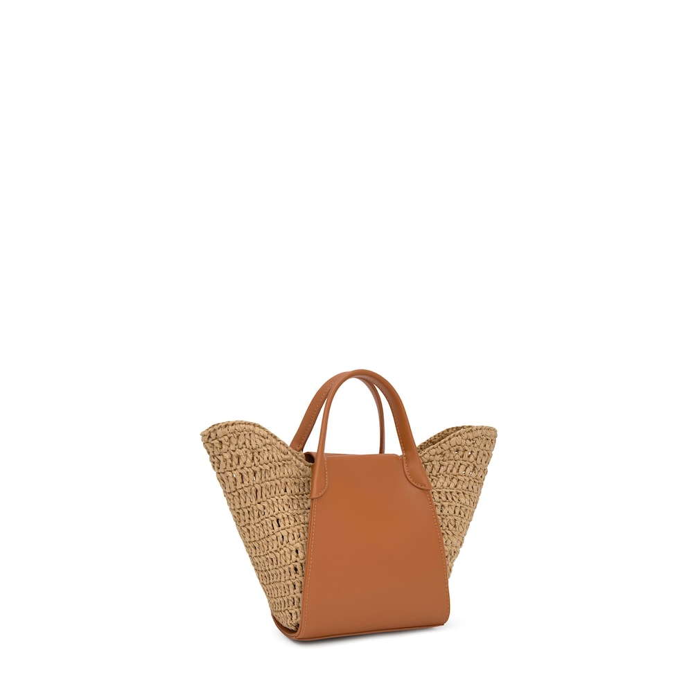 Mal&aacute; Tote kabelka ve velbloud&iacute; hněd&eacute; barvě TOUS Tulip Rafia