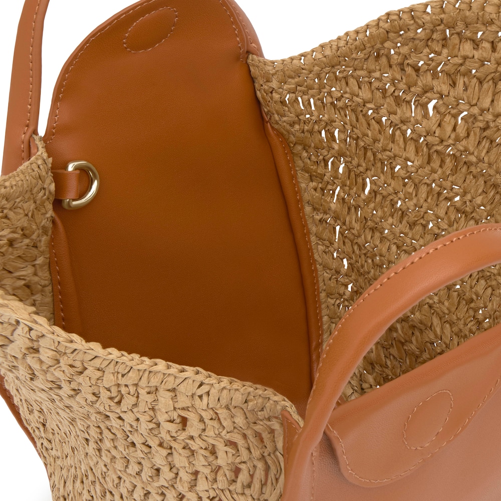 Mal&aacute; Tote kabelka ve velbloud&iacute; hněd&eacute; barvě TOUS Tulip Rafia