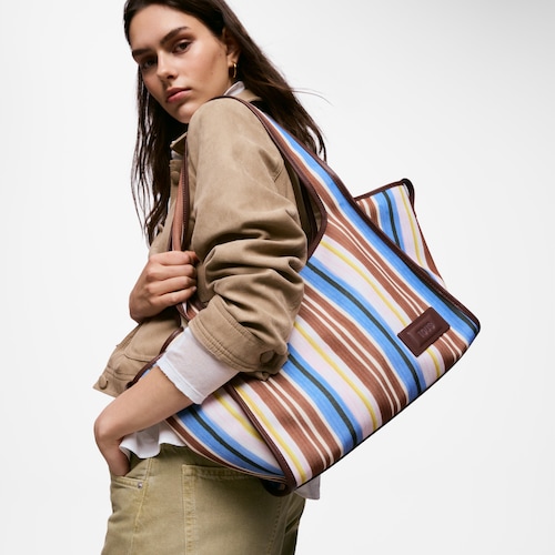 Duża Torba na zakupy w kolorze camelowym TOUS Summer Holidays Canvas