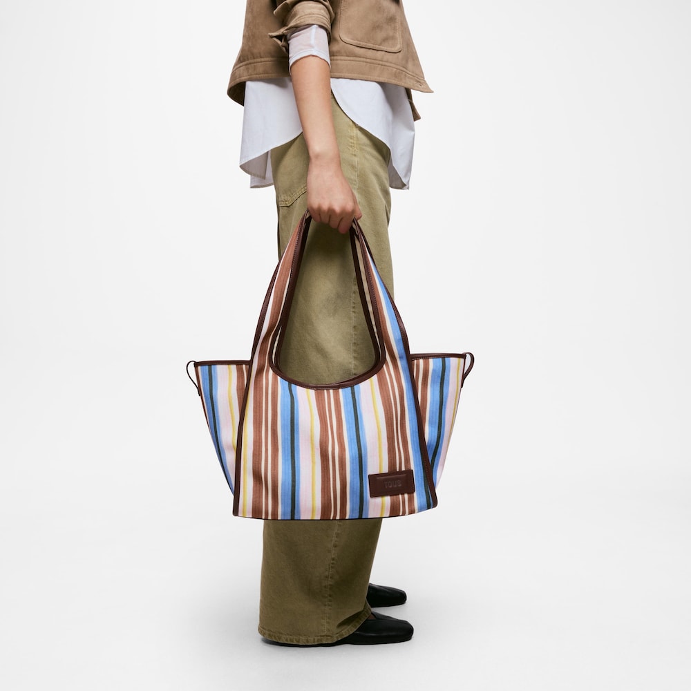 Duża Torba na zakupy w kolorze camelowym TOUS Summer Holidays Canvas