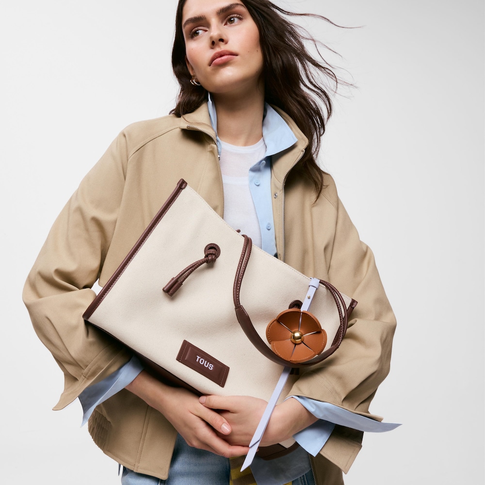 Gro&szlig;er beigefarbener Jacquard-Shopper TOUS Sommerferien