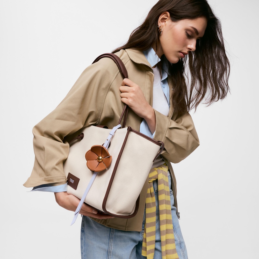 Gro&szlig;er beigefarbener Jacquard-Shopper TOUS Sommerferien