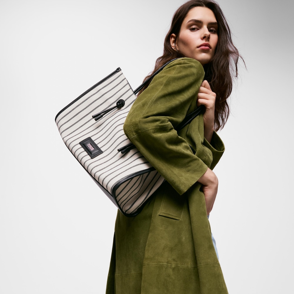 Borsa shopper grande in jacquard nero TOUS Summer Holidays