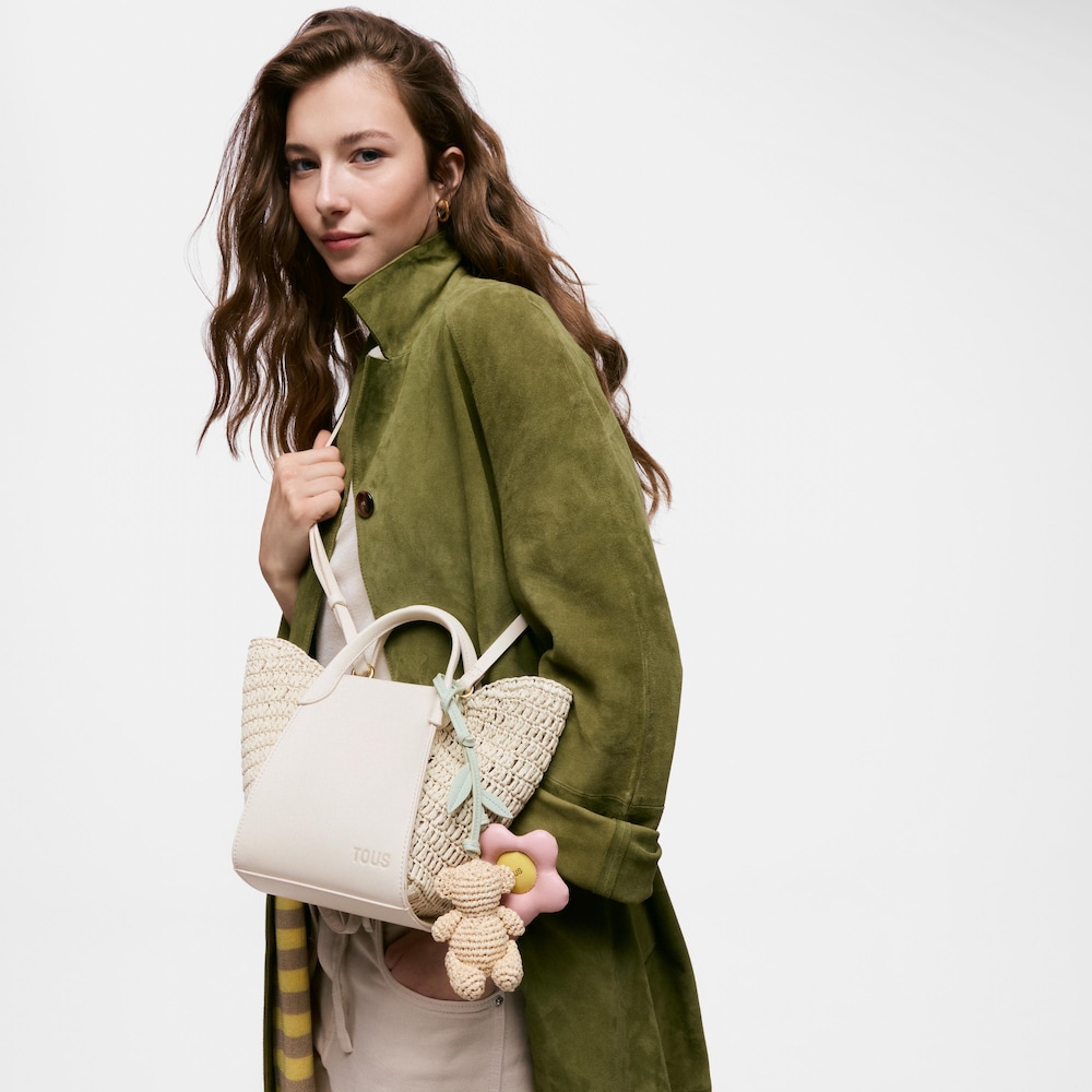 Porta-chaves charm urso e flor rosa TOUS Icons