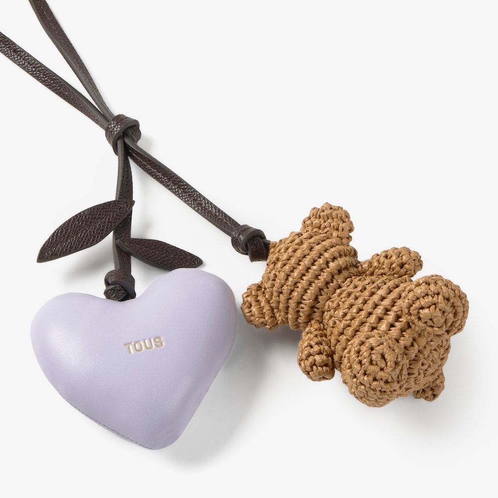 Llavero charm oso y coraz&oacute;n malva TOUS Icons