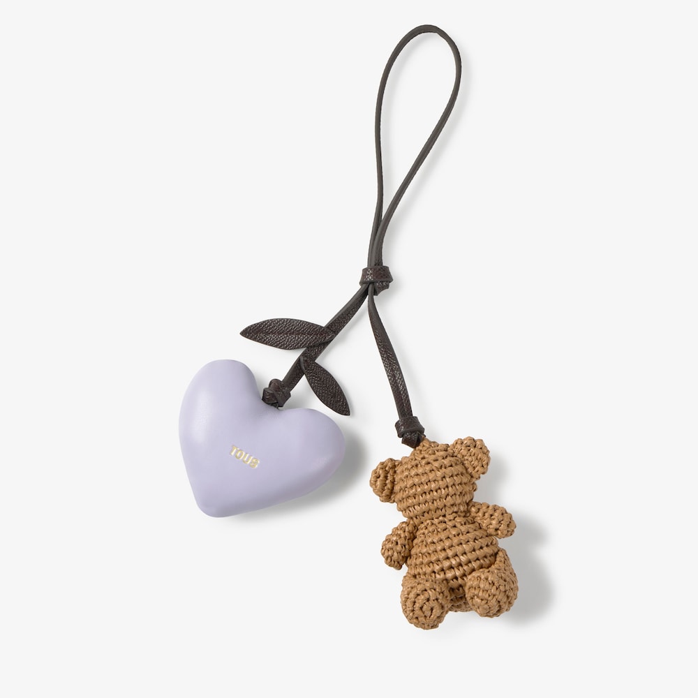 Llavero charm oso y coraz&oacute;n malva TOUS Icons