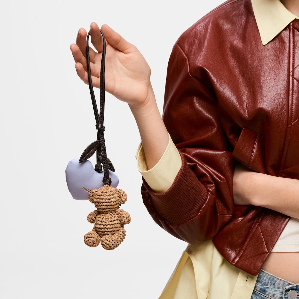 Llavero charm oso y coraz&oacute;n malva TOUS Icons