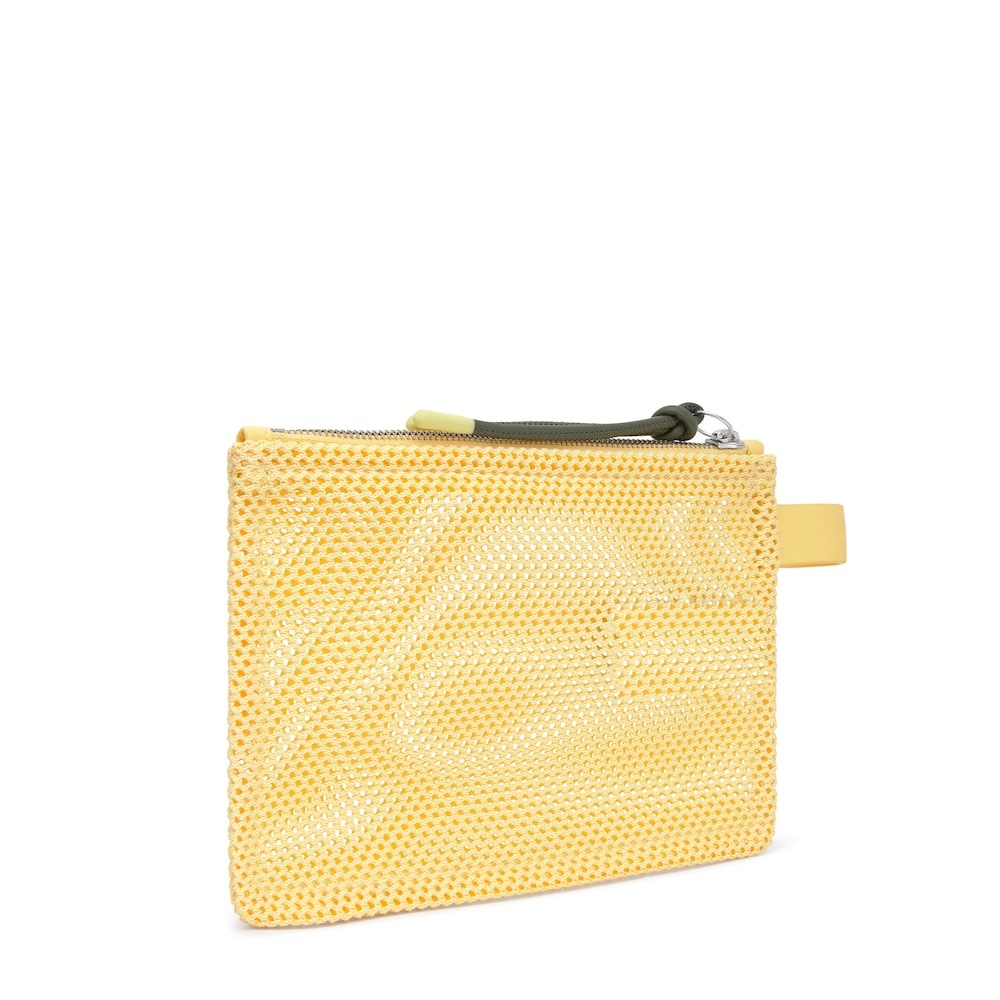 TOUS Tulip&aacute;nov&aacute; sieťovan&aacute; žlt&aacute; toaletn&aacute; ta&scaron;ka