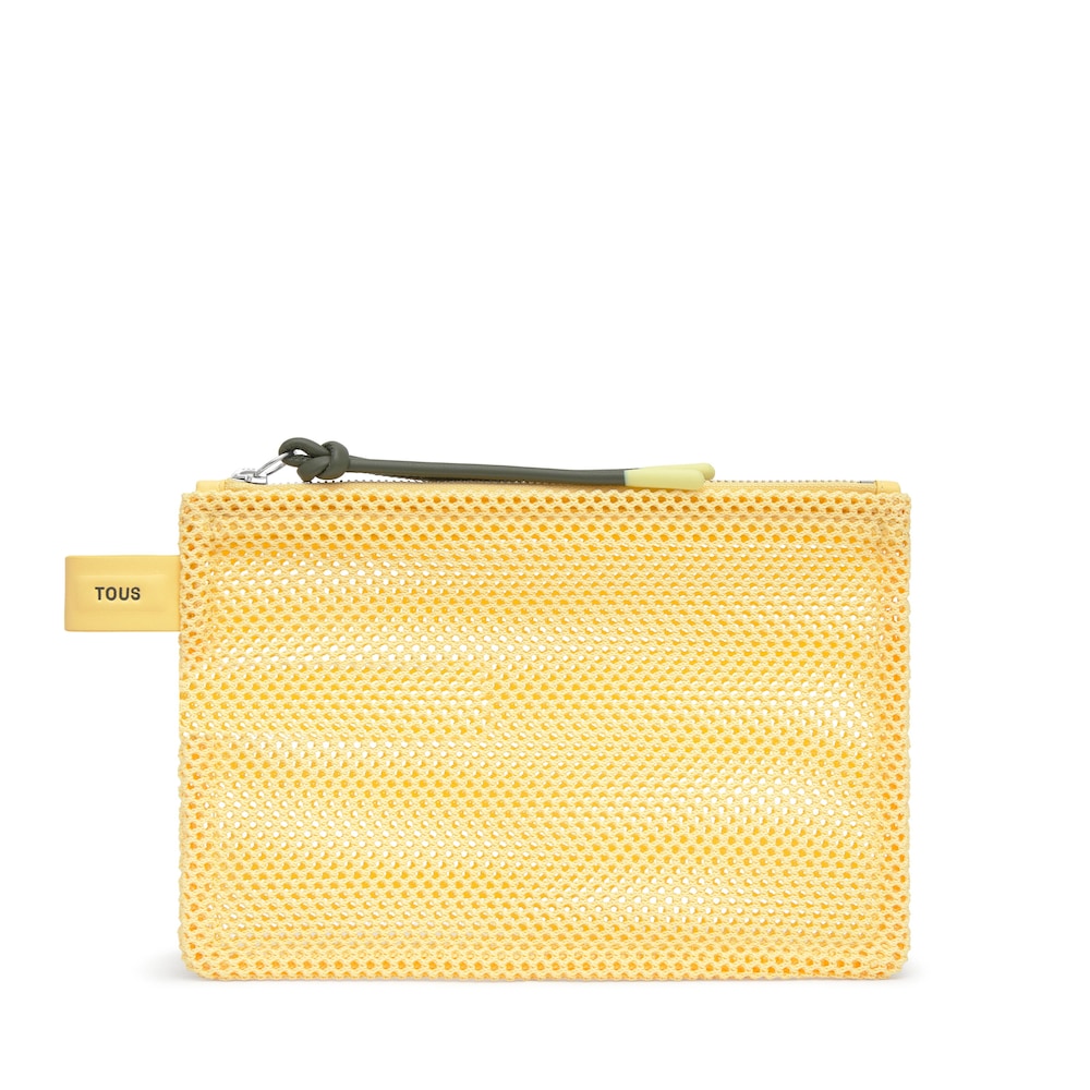 TOUS Tulip&aacute;nov&aacute; sieťovan&aacute; žlt&aacute; toaletn&aacute; ta&scaron;ka