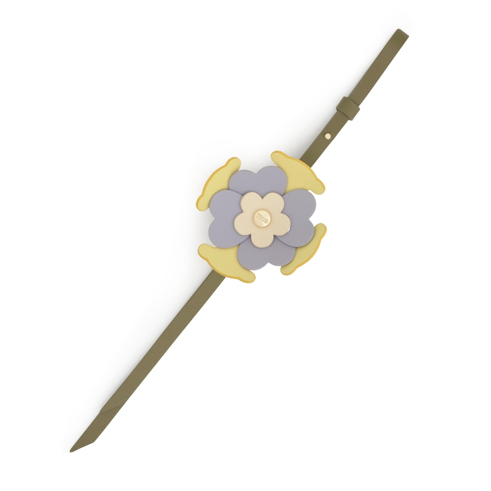 Porte-cl&eacute;s fleur verte et jaune TOUS Ic&ocirc;nes