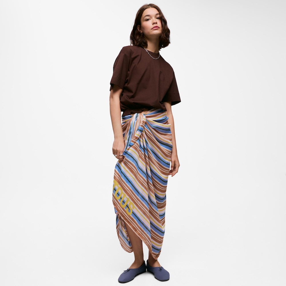 Pareo w kolorze camelowym TOUS Stripes