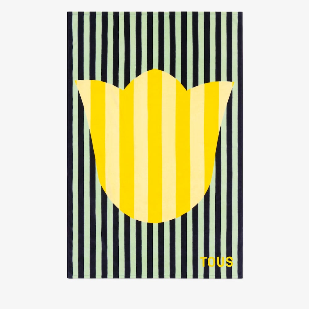 イエローのコットンタオル TOUS Stripes Motifs