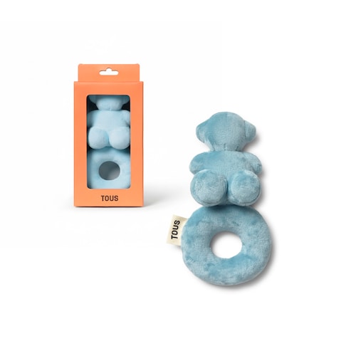 Light blue TBear baby rattle