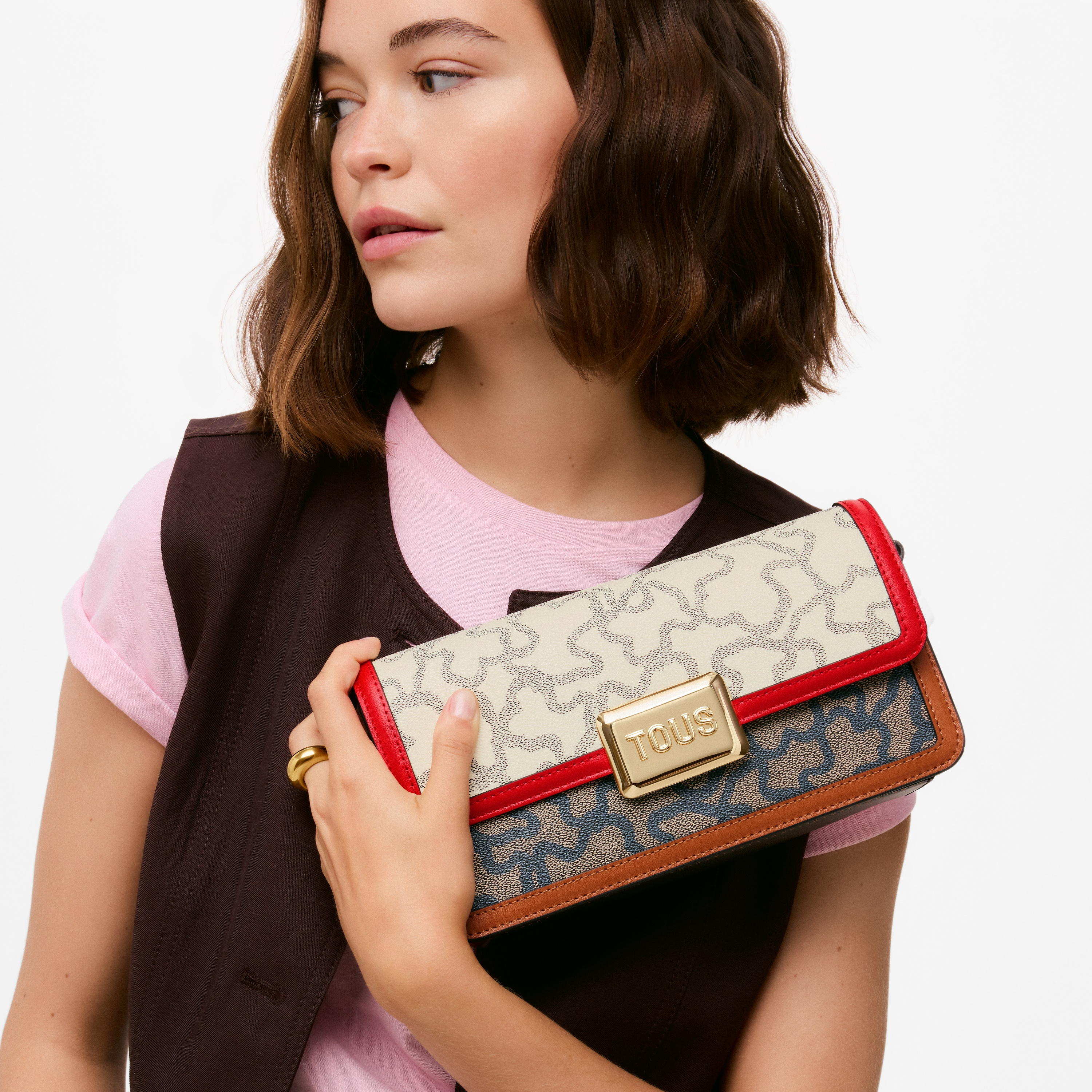 Small beige and black Crossbody bag TOUS Kaos Icon