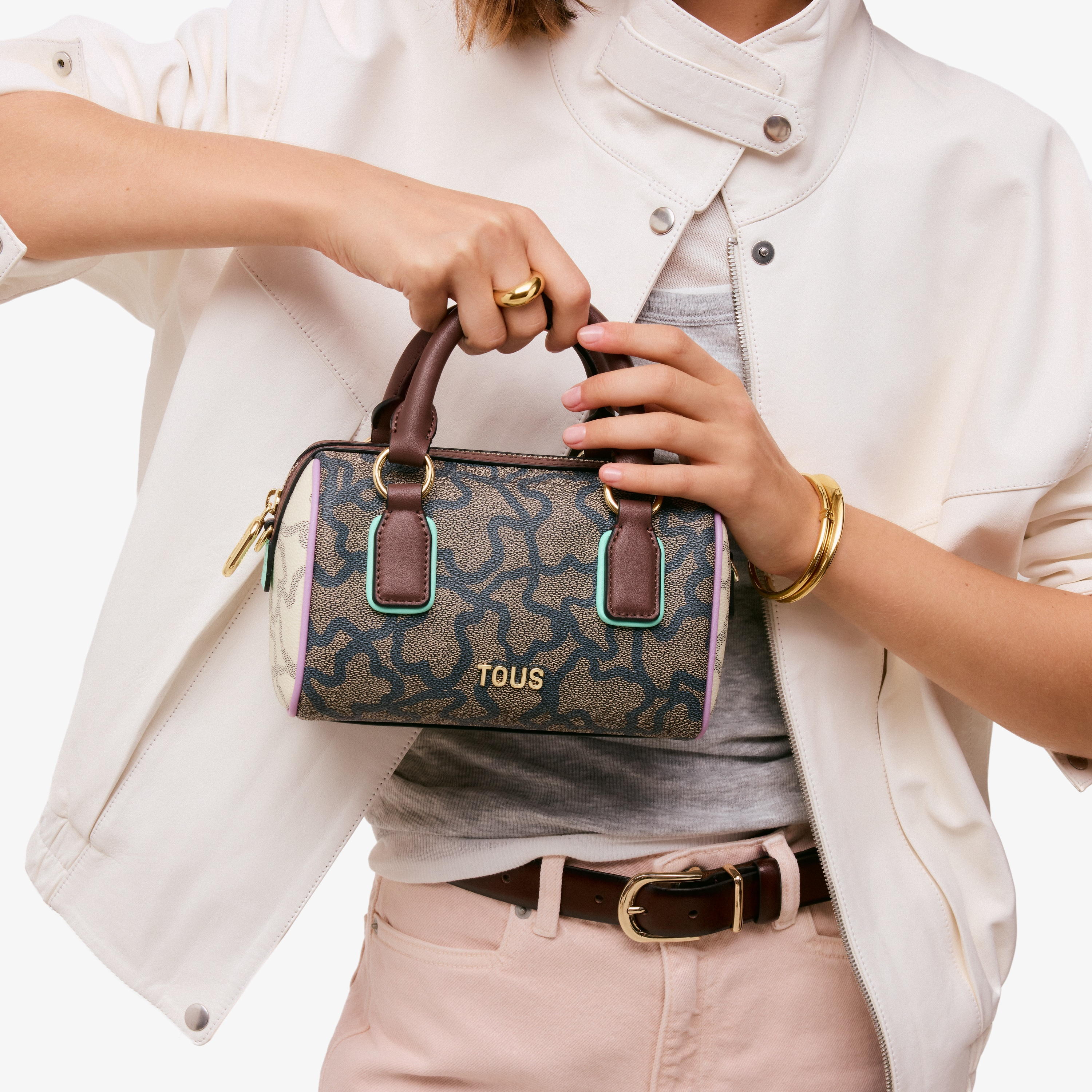 Small black and mauve Bowling bag TOUS Kaos Icon