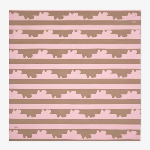 وشاح حريري باللون الوردي من تشكيلة TOUS Bear Stripes Big