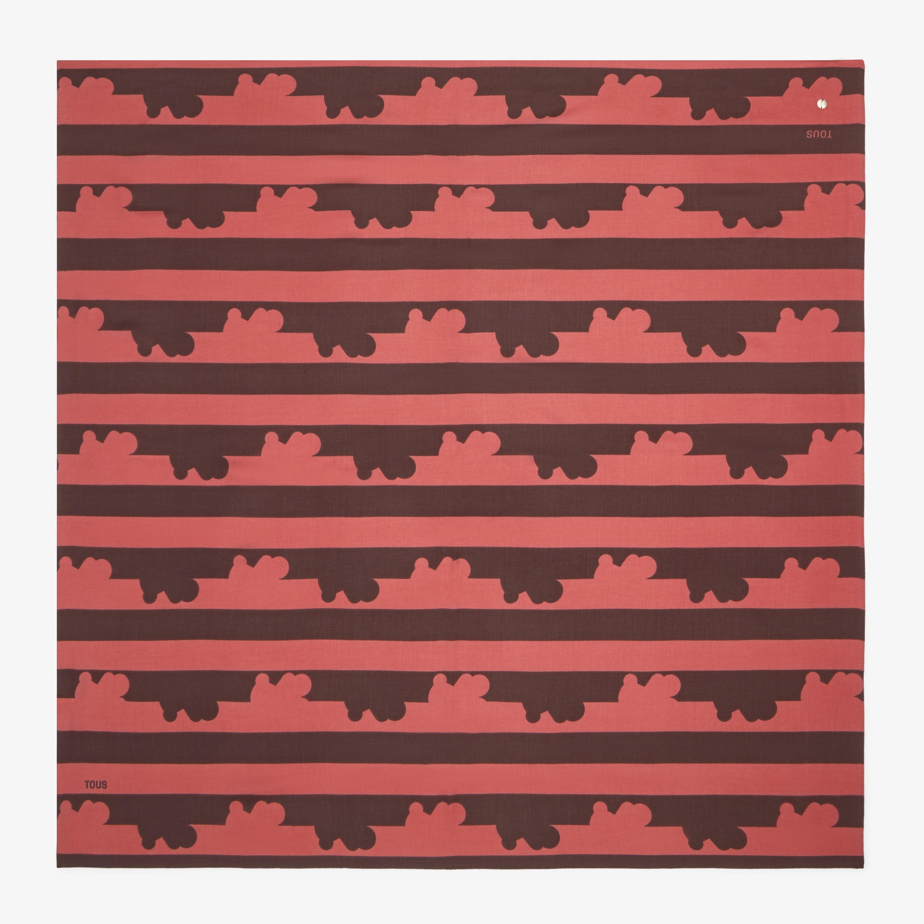 Coral-colored wool Scarf TOUS Bear Stripes Big