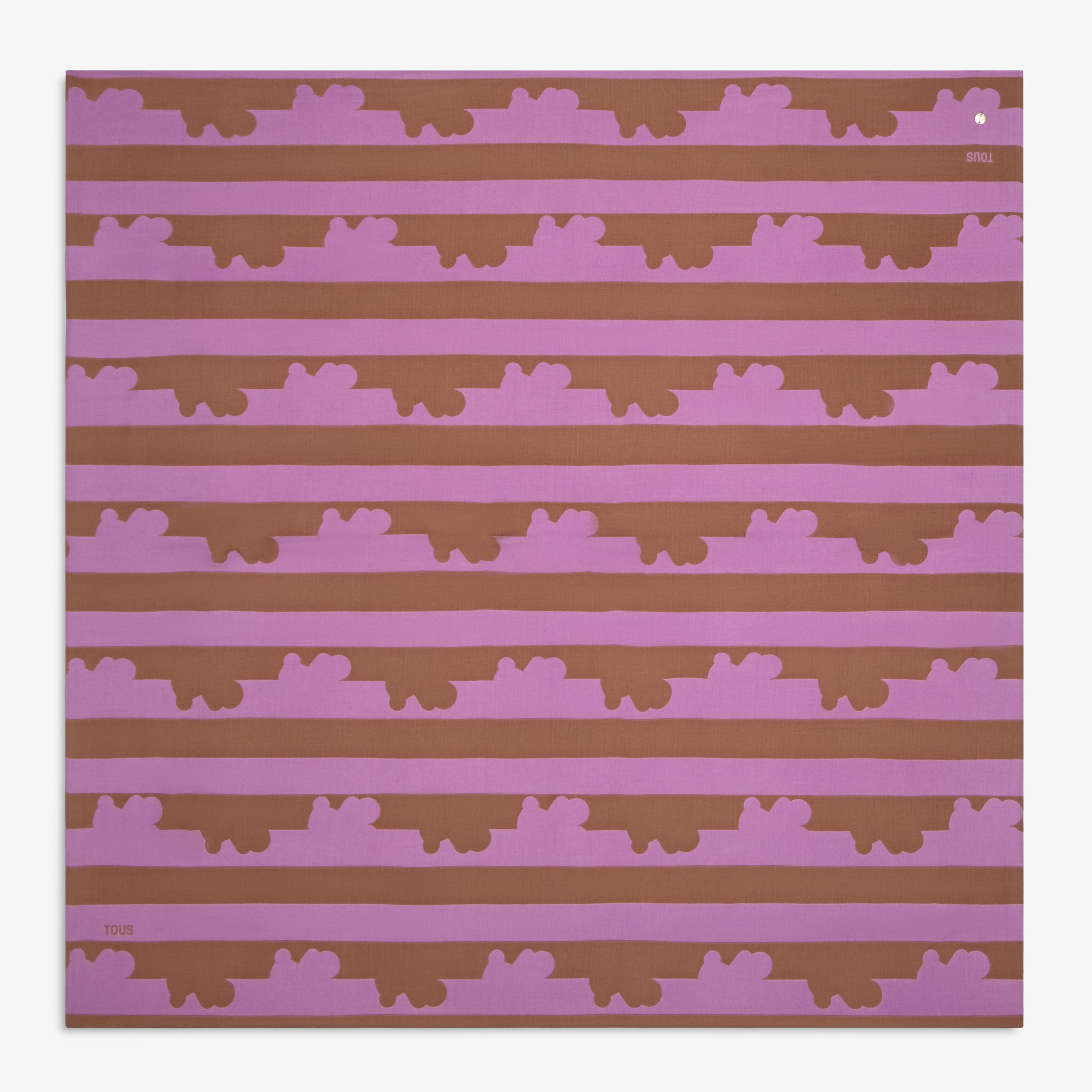 Mauve wool Scarf TOUS Bear Stripes Big