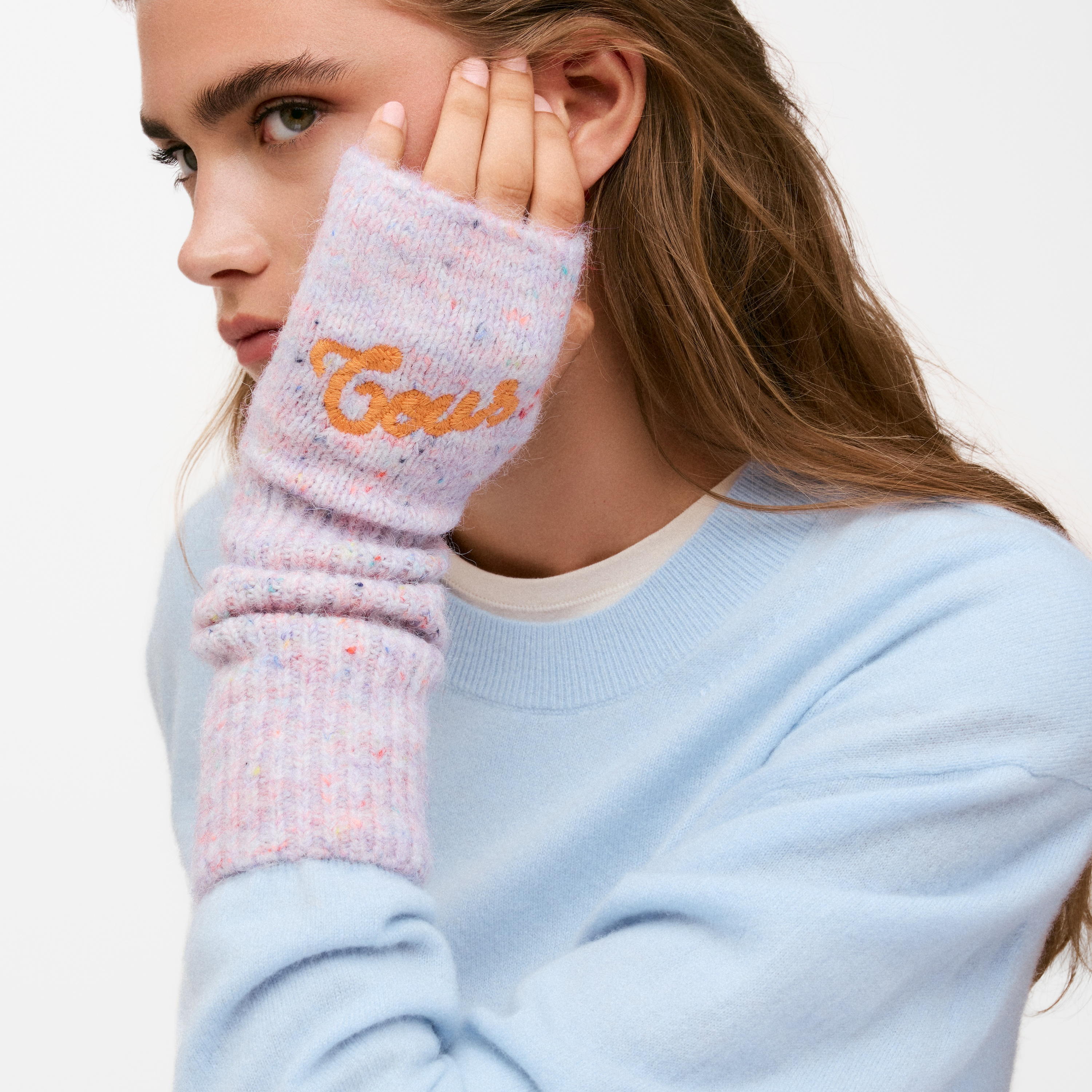 Mauve knit Mittens TOUS Monogran