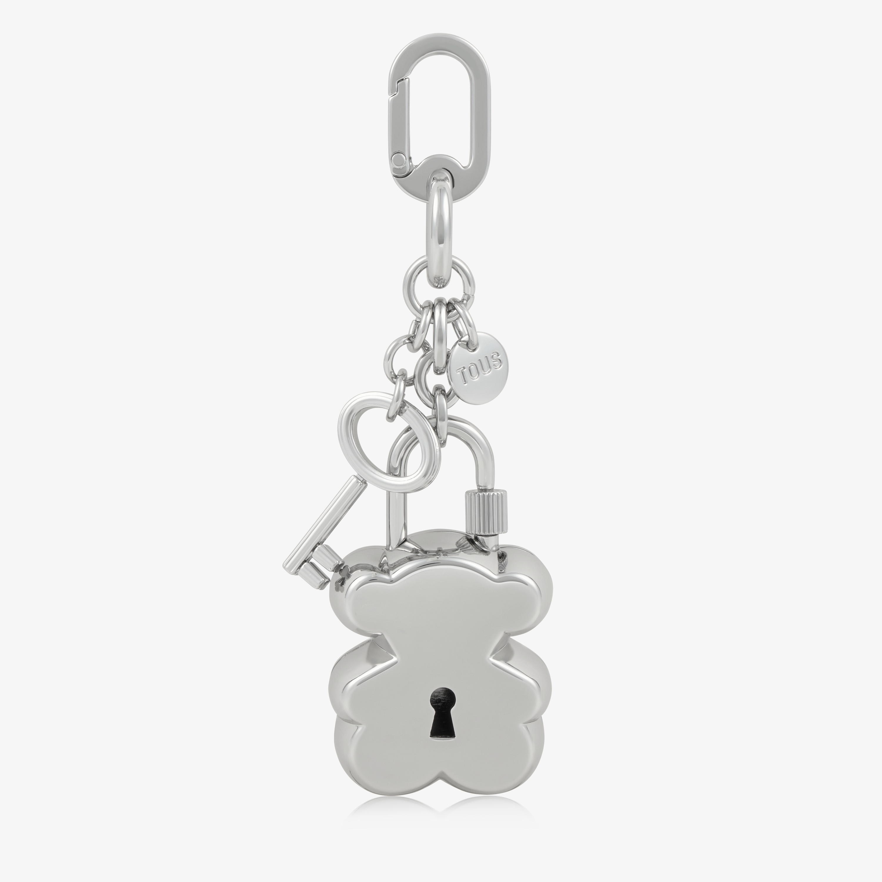 Silver-colored Key ring with bear and key TOUS Bear Lock