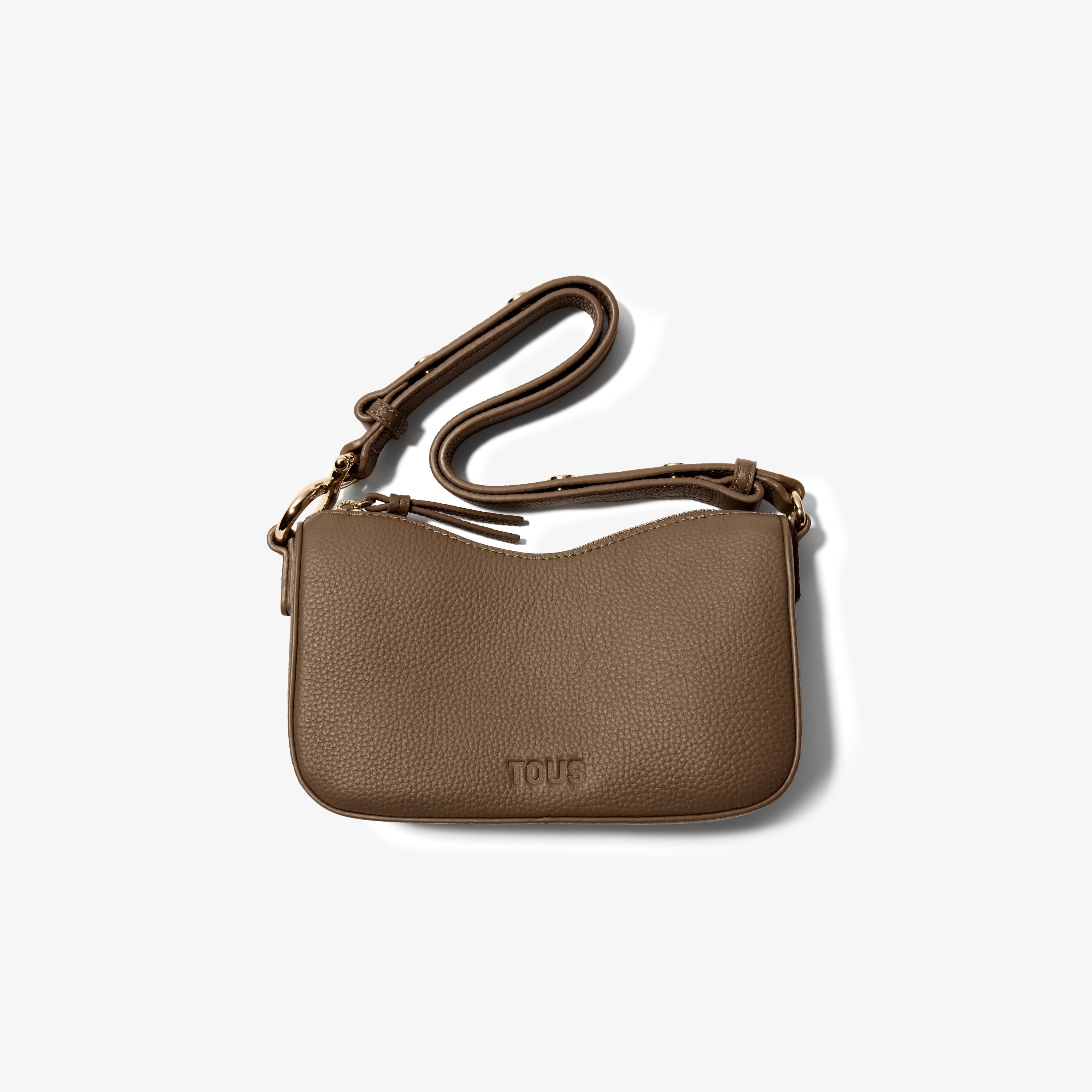 Taupe-colored leather Shoulder bag TOUS Infinity