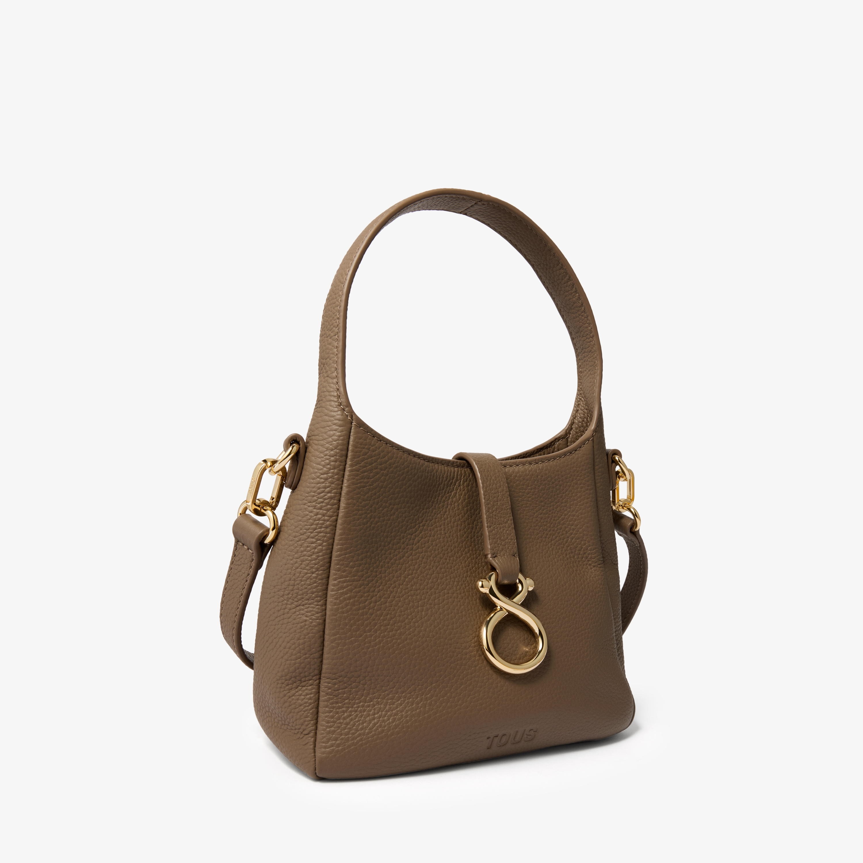 Small taupe-colored leather Shoulder bag TOUS Infinity