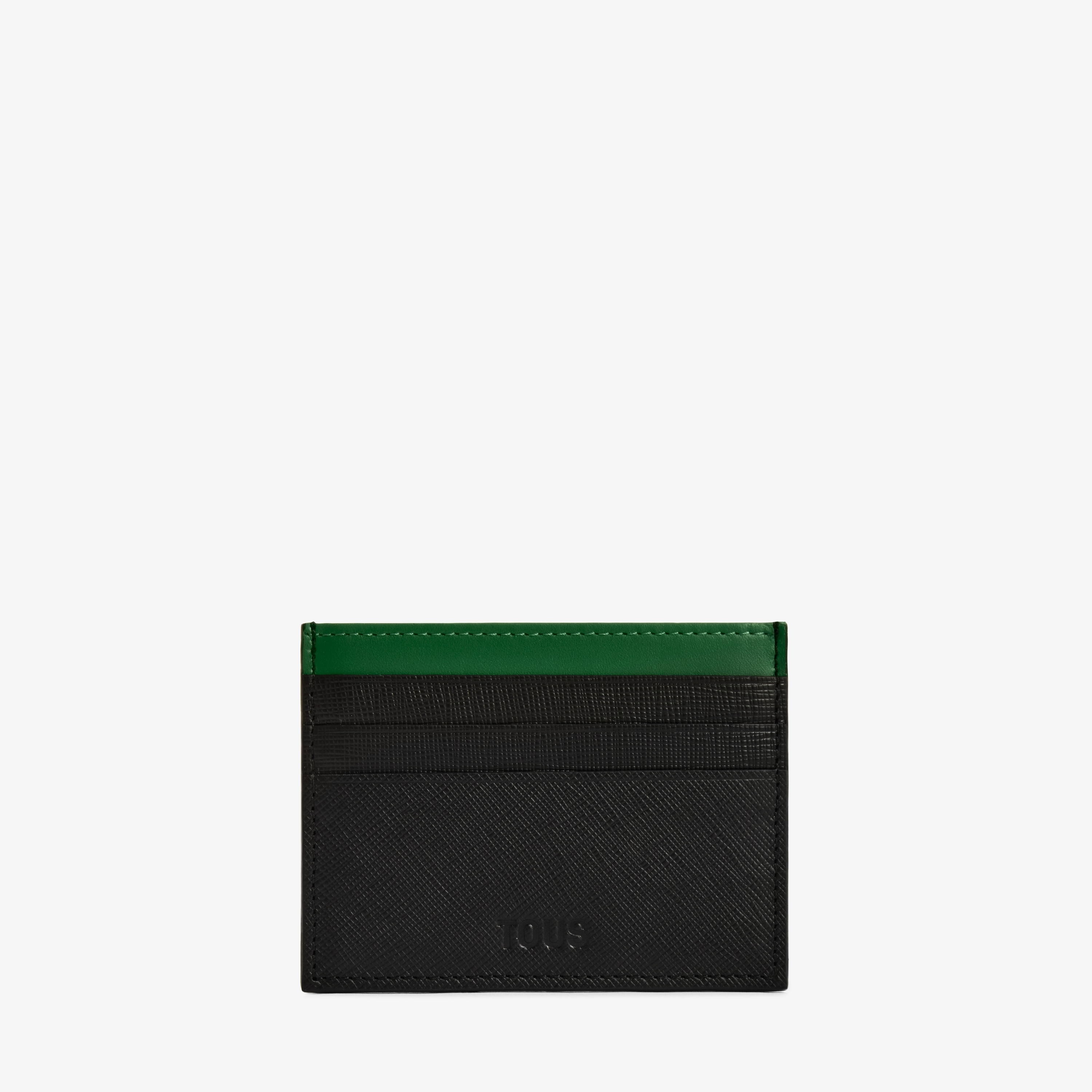 Black and green leather Cardholder TOUS Man