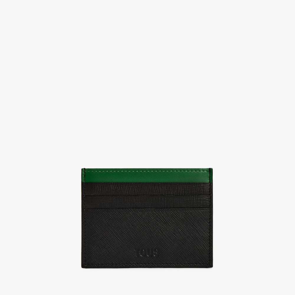 Black and green leather Cardholder TOUS Man