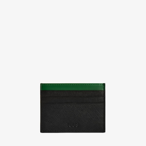 Black and green leather Cardholder TOUS Man