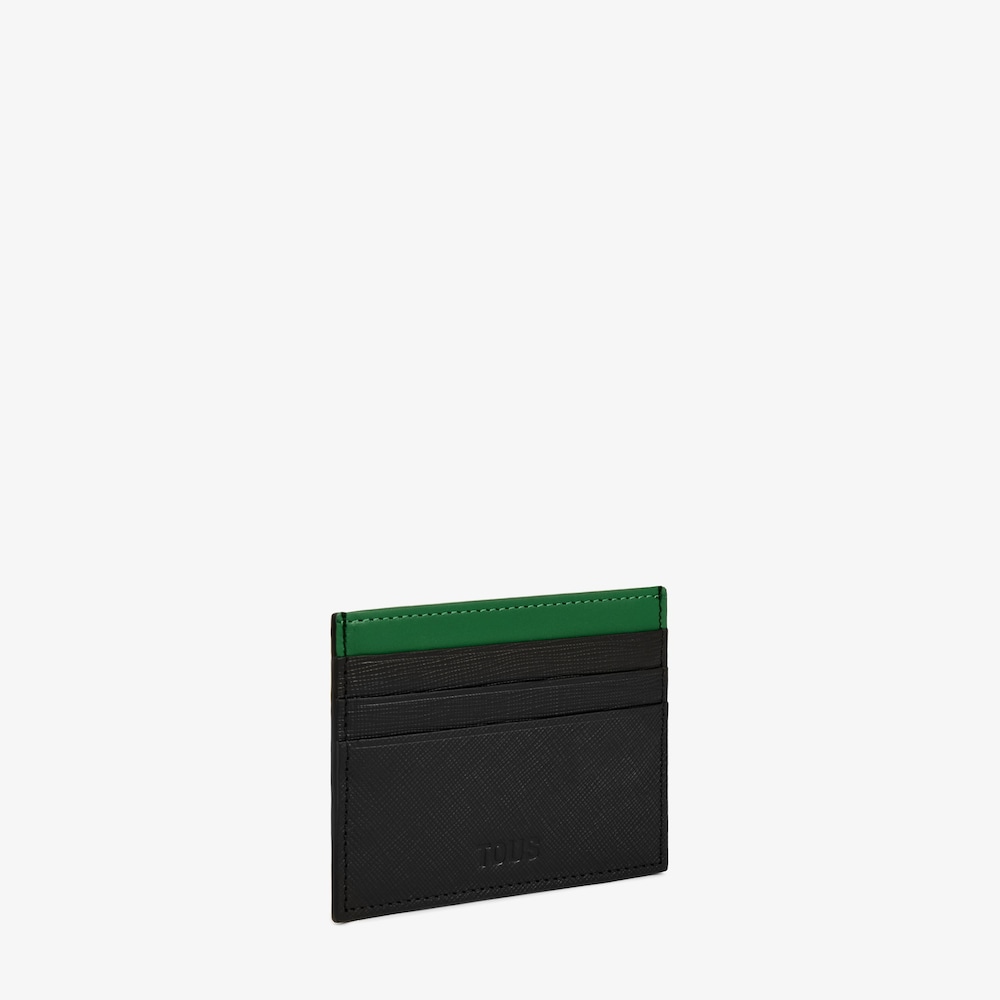 Black and green leather Cardholder TOUS Man