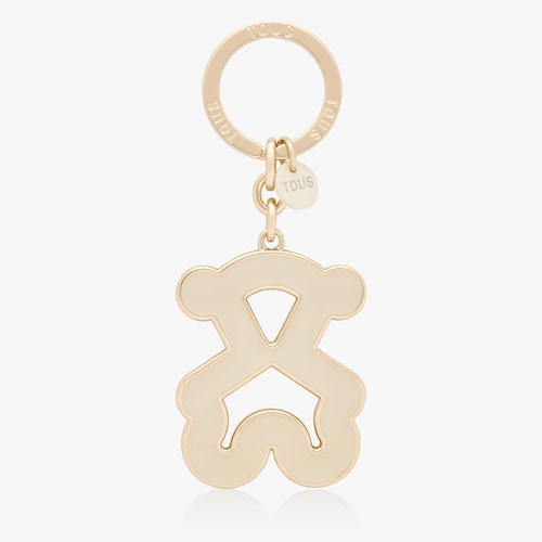Porte-cl&eacute;s ourson dor&eacute; et blanc TOUS Bear 