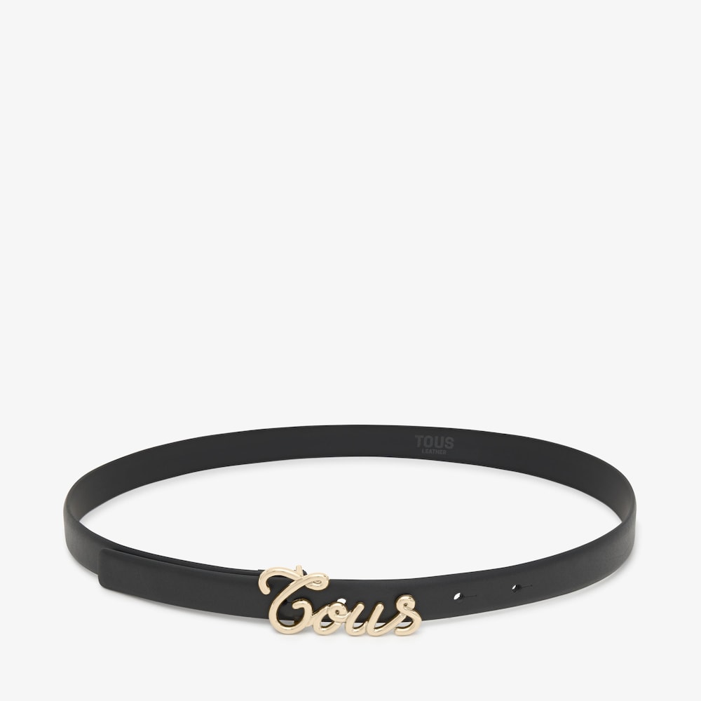 Cintur&oacute;n de piel negro 90 cm TOUS Monogram