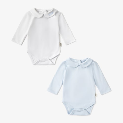 Set of baby bodysuits with Peter Pan collar in Tender Cel