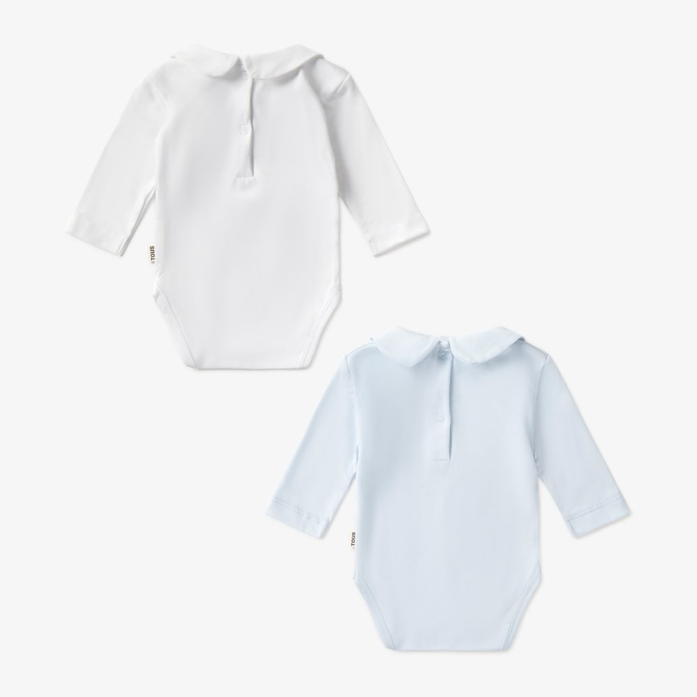 Set of baby bodysuits with Peter Pan collar in Tender Cel