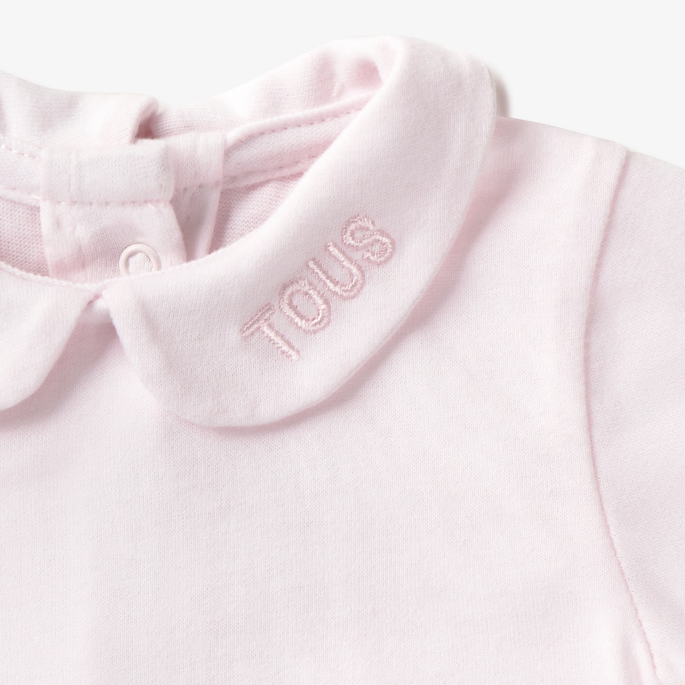 Set of baby bodysuits with a Claudine collar in Tender Pink