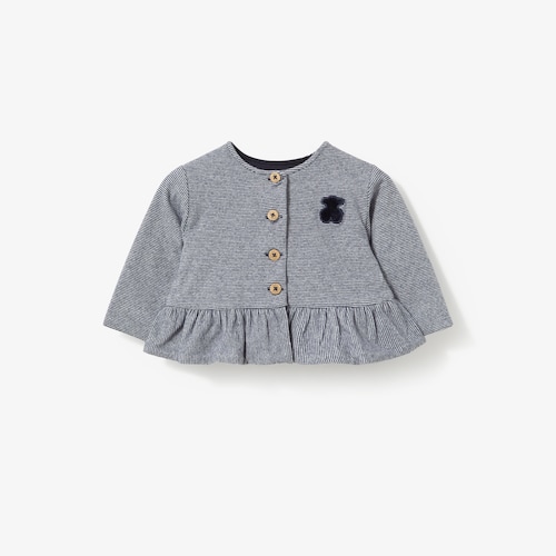 Navy blue striped baby girl&rsquo;s shirt