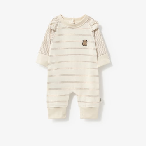 Beige Risc baby romper with ears