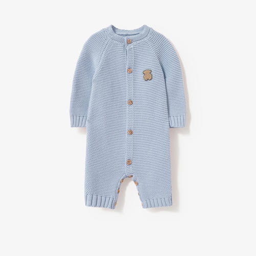  &rsquo;s light blue knitted baby romper suit