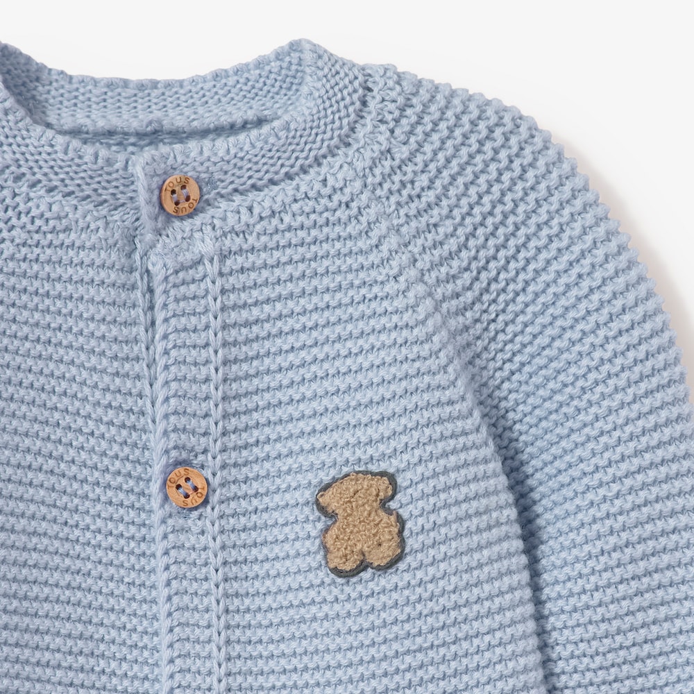  &rsquo;s light blue knitted baby romper suit