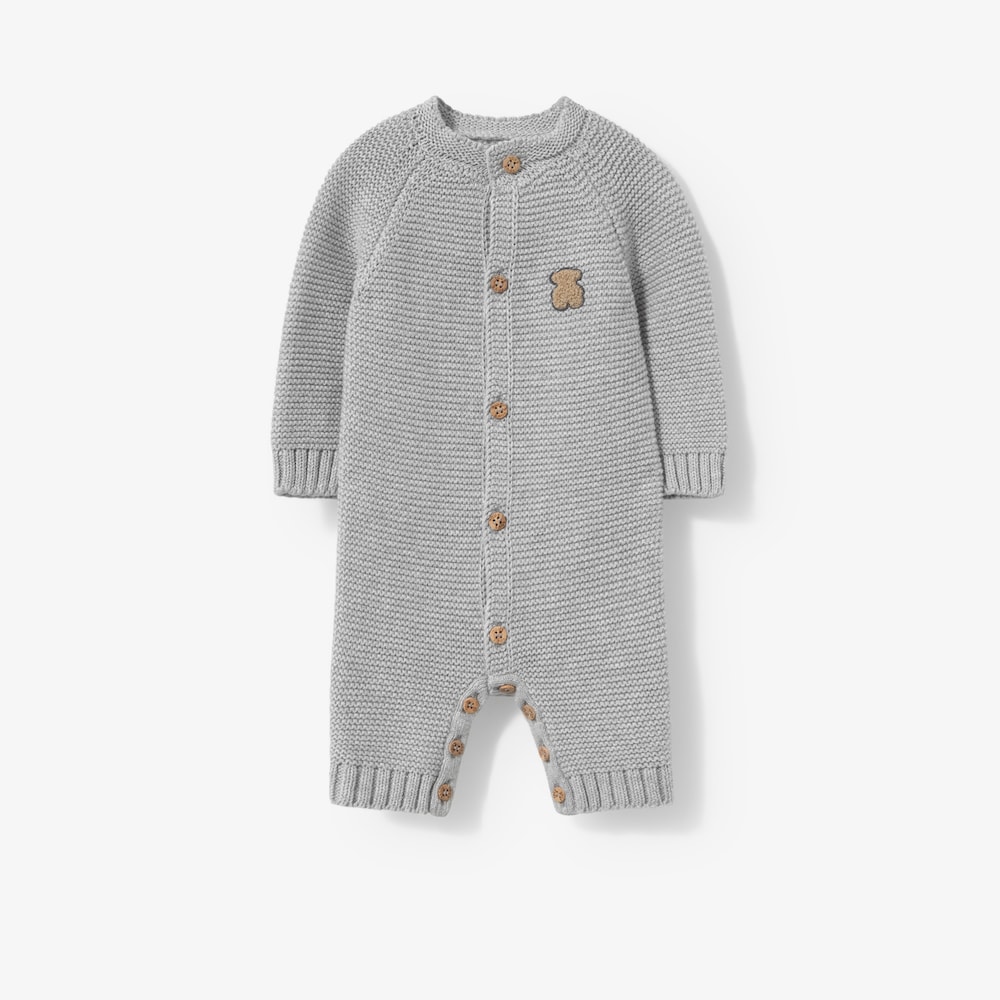 Grey knitted newborn baby romper