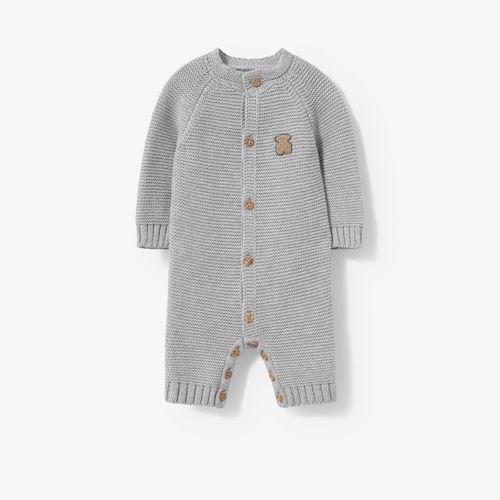 Grey knitted newborn baby romper