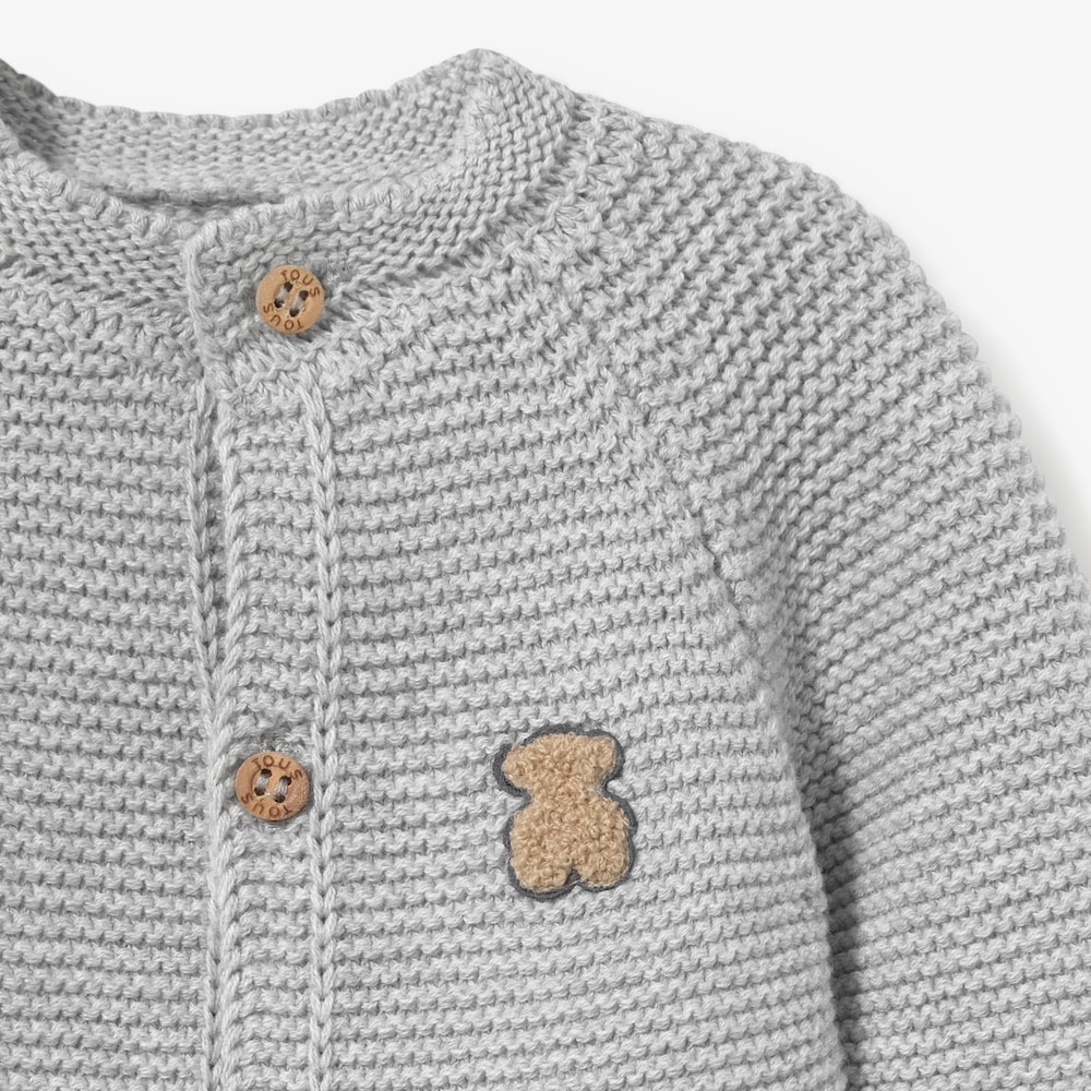 Grey knitted newborn baby romper