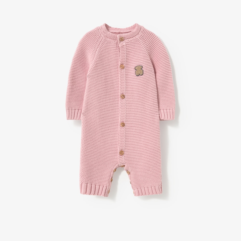 Pink knitted newborn baby romper