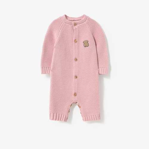 Pink knitted newborn baby romper